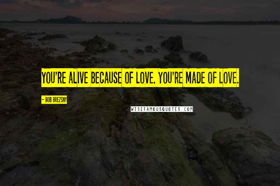 Rob Brezsny quotes: You're alive because of love. You're made of love.