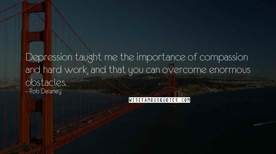 Rob Delaney quotes: Depression taught me the importance of compassion and hard work, and that you can overcome enormous obstacles.