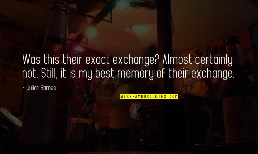 Rob Glaser Quotes By Julian Barnes: Was this their exact exchange? Almost certainly not.