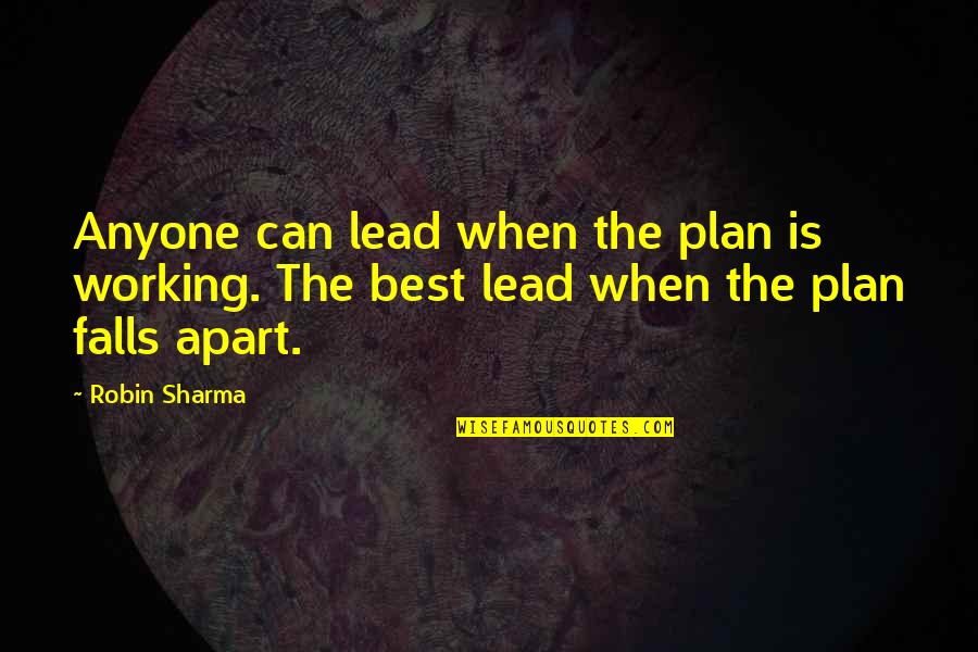 Rob Lowe Famous Quotes By Robin Sharma: Anyone can lead when the plan is working.