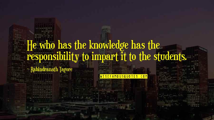 Robakowo Quotes By Rabindranath Tagore: He who has the knowledge has the responsibility Robakowo Quotes By Rabindranath Tagore: He who has the knowledge has the responsibility