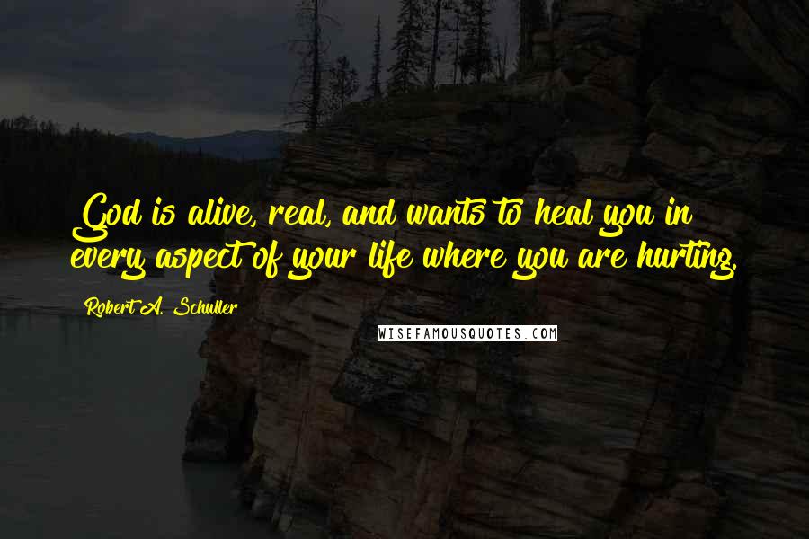 Robert A. Schuller quotes: God is alive, real, and wants to heal you in every aspect of your life where you are hurting.