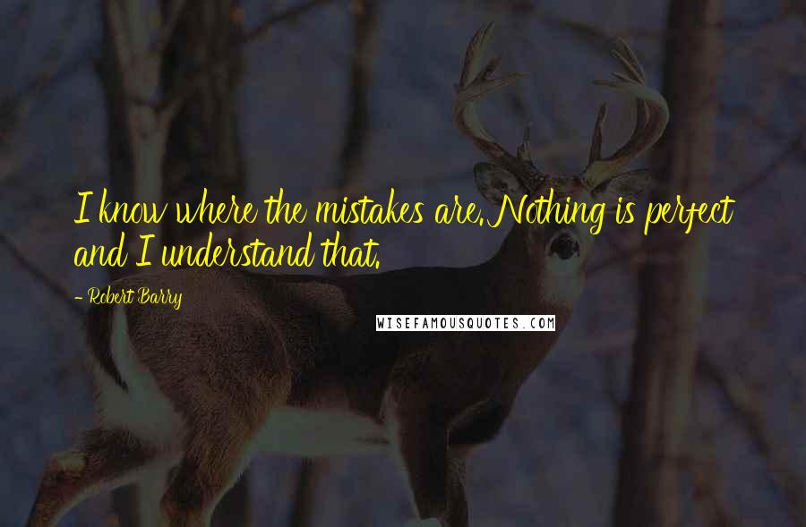 Robert Barry quotes: I know where the mistakes are. Nothing is perfect and I understand that.