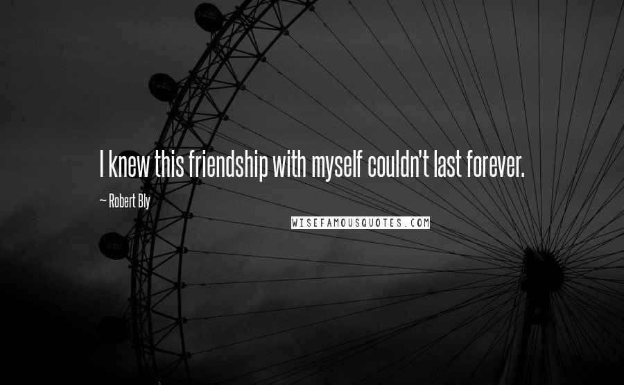Robert Bly quotes: I knew this friendship with myself couldn't last forever.