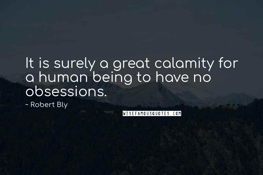 Robert Bly quotes: It is surely a great calamity for a human being to have no obsessions.