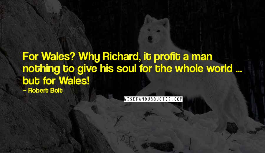Robert Bolt quotes: For Wales? Why Richard, it profit a man nothing to give his soul for the whole world ... but for Wales!