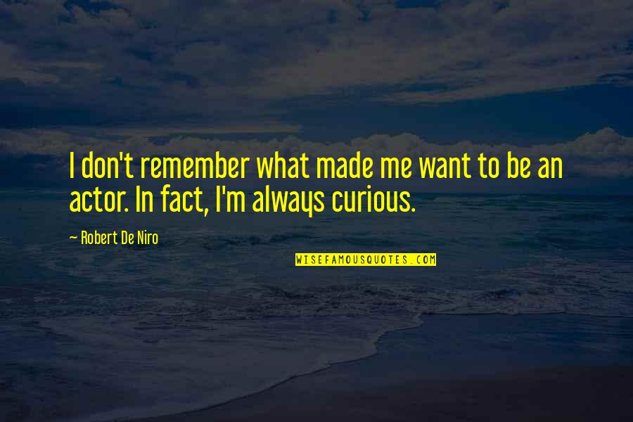 Robert De Niro Quotes By Robert De Niro: I don't remember what made me want to