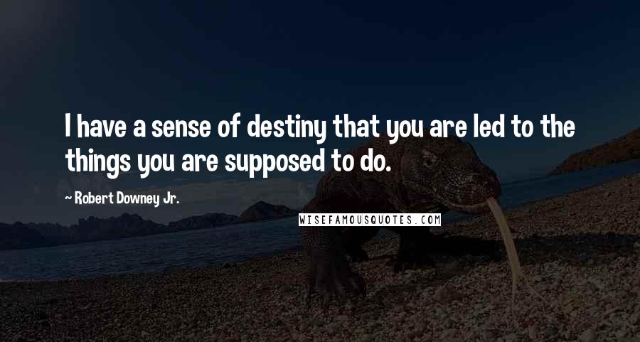 Robert Downey Jr. quotes: I have a sense of destiny that you are led to the things you are supposed to do.