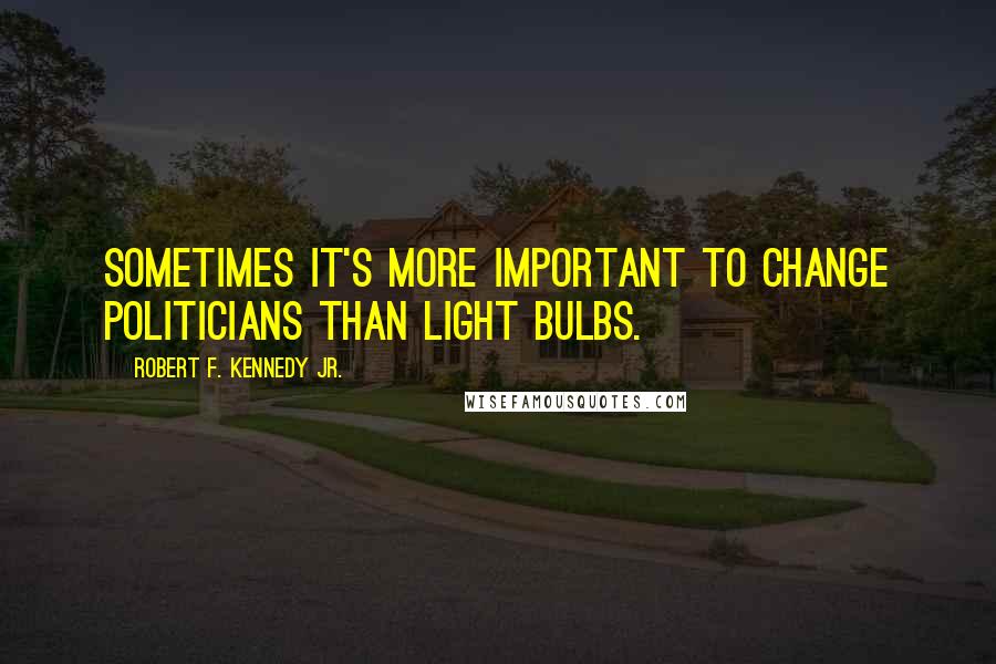 Robert F. Kennedy Jr. quotes: Sometimes it's more important to change politicians than light bulbs.