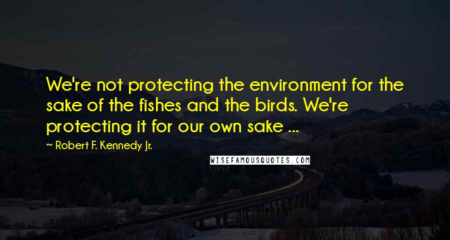 Robert F. Kennedy Jr. quotes: We're not protecting the environment for the sake of the fishes and the birds. We're protecting it for our own sake ...