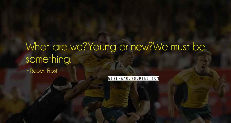 Robert Frost quotes: What are we?Young or new?We must be something.