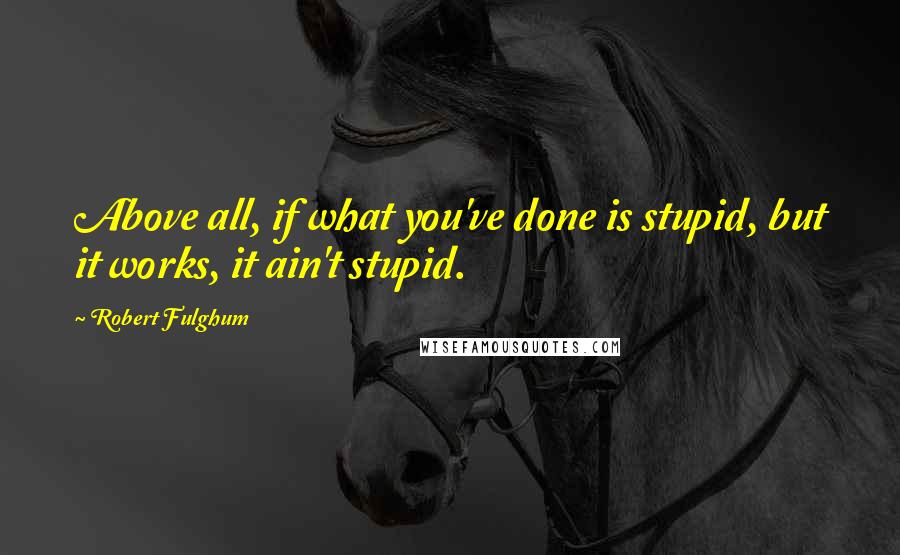 Robert Fulghum quotes: Above all, if what you've done is stupid, but it works, it ain't stupid.