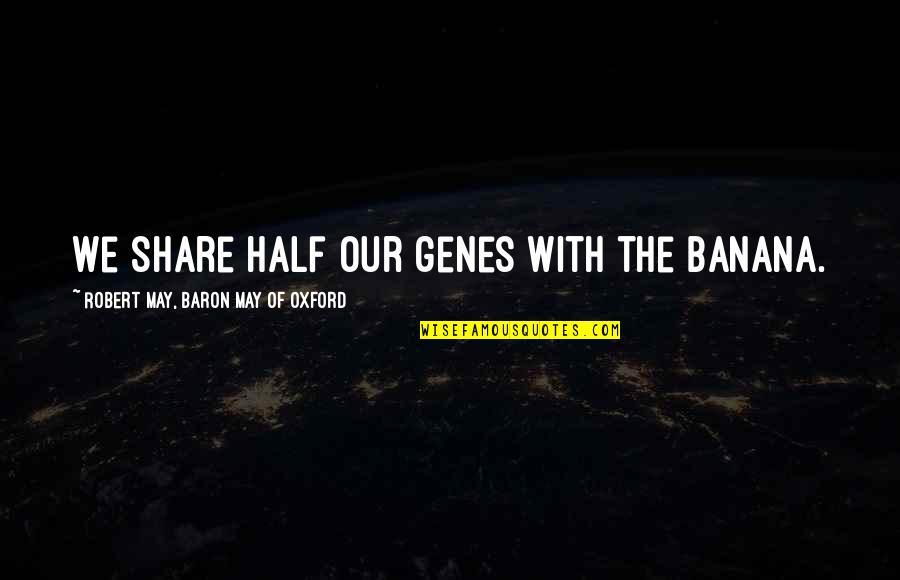 Robert Half Quotes By Robert May, Baron May Of Oxford: We share half our genes with the banana. Robert Half Quotes By Robert May, Baron May Of Oxford: We share half our genes with the banana.