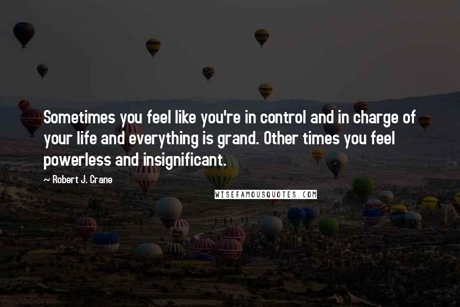 Robert J. Crane quotes: Sometimes you feel like you're in control and in charge of your life and everything is grand. Other times you feel powerless and insignificant.