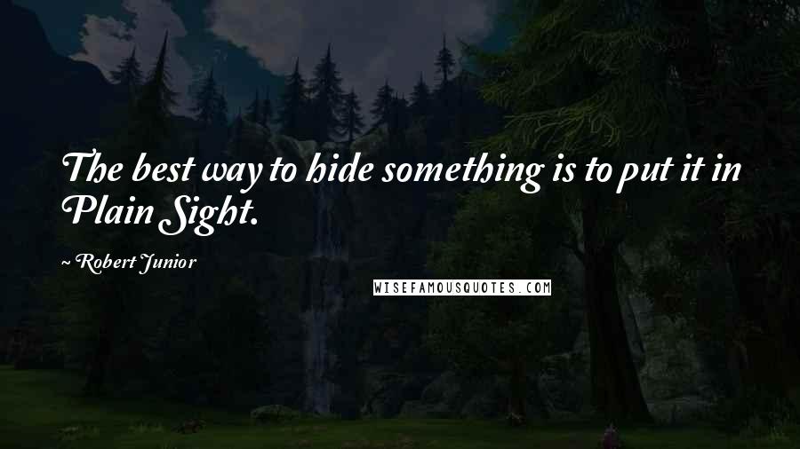 Robert Junior quotes: The best way to hide something is to put it in Plain Sight.