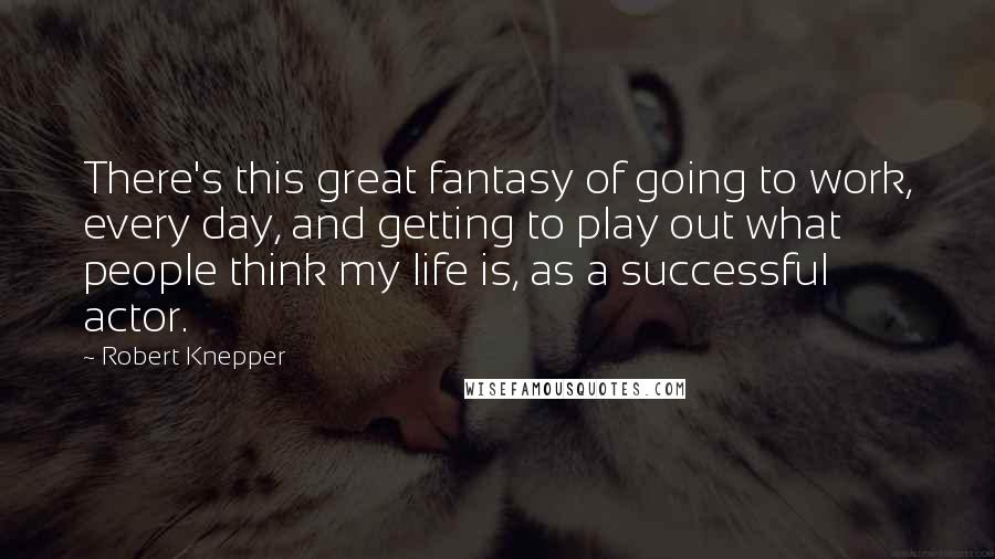 Robert Knepper quotes: There's this great fantasy of going to work, every day, and getting to play out what people think my life is, as a successful actor.