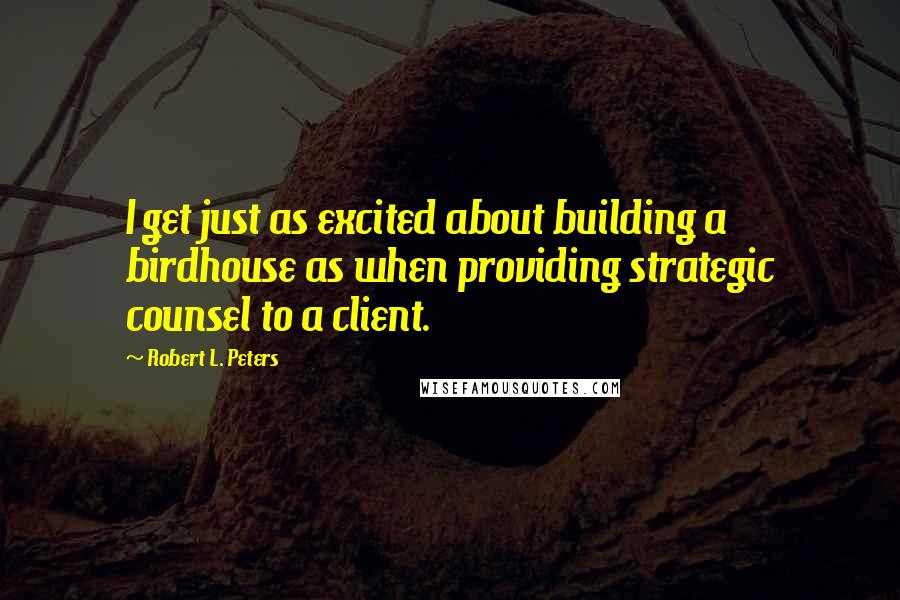 Robert L. Peters quotes: I get just as excited about building a birdhouse as when providing strategic counsel to a client.