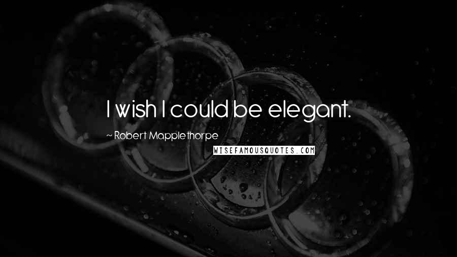 Robert Mapplethorpe quotes: I wish I could be elegant.