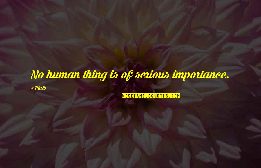 Robert Mercer Quotes By Plato: No human thing is of serious importance.