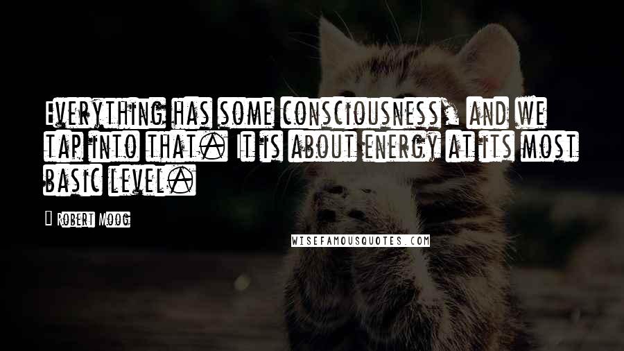 Robert Moog quotes: Everything has some consciousness, and we tap into that. It is about energy at its most basic level.