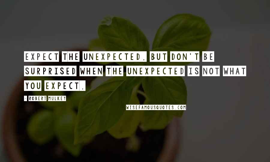 Robert Mulkey quotes: Expect the unexpected. But don't be surprised when the unexpected is not what you expect.