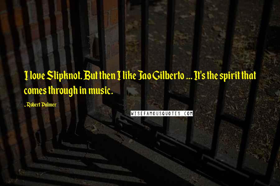Robert Palmer quotes: I love Slipknot. But then I like Jao Gilberto ... It's the spirit that comes through in music.