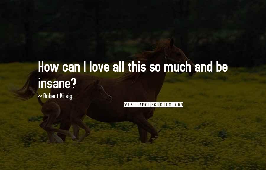 Robert Pirsig quotes: How can I love all this so much and be insane?