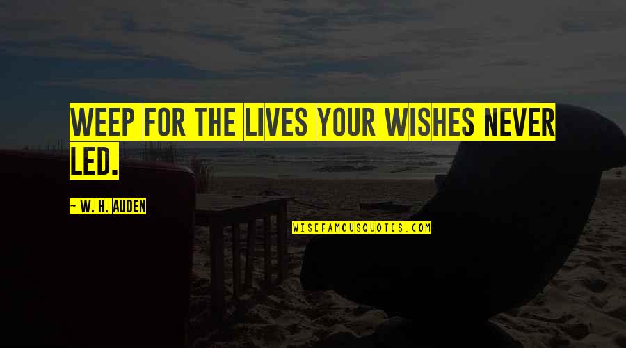 Robert Putnam Bowling Alone Quotes By W. H. Auden: Weep for the lives your wishes never led. Robert Putnam Bowling Alone Quotes By W. H. Auden: Weep for the lives your wishes never led.