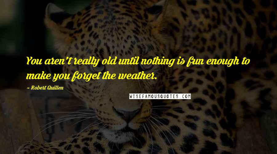 Robert Quillen quotes: You aren't really old until nothing is fun enough to make you forget the weather.