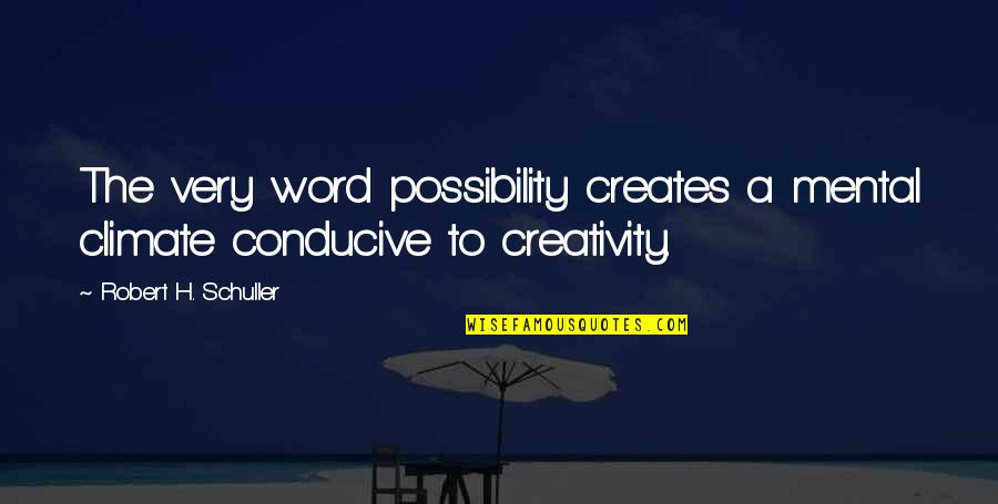 Robert Schuller Quotes By Robert H. Schuller: The very word possibility creates a mental climate