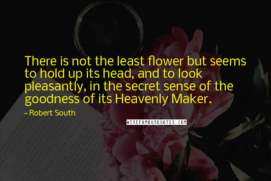 Robert South quotes: There is not the least flower but seems to hold up its head, and to look pleasantly, in the secret sense of the goodness of its Heavenly Maker.