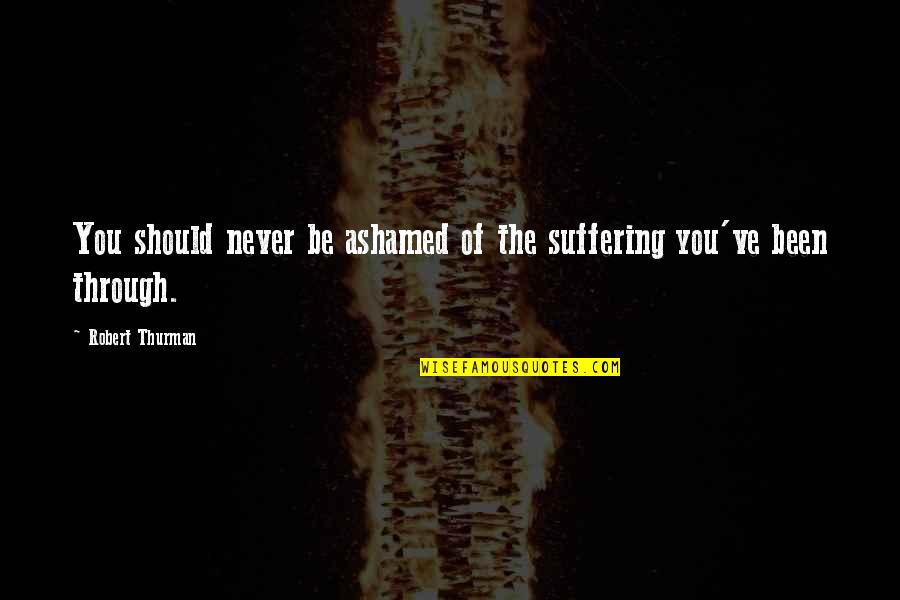 Robert Thurman Quotes By Robert Thurman: You should never be ashamed of the suffering Robert Thurman Quotes By Robert Thurman: You should never be ashamed of the suffering