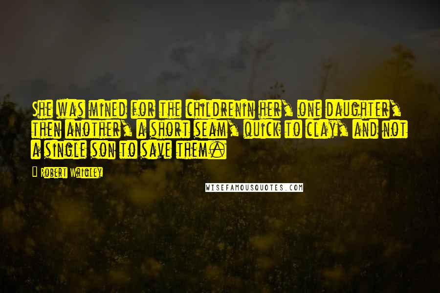 Robert Wrigley quotes: She was mined for the childrenin her, one daughter, then another, a short seam, quick to clay, and not a single son to save them.