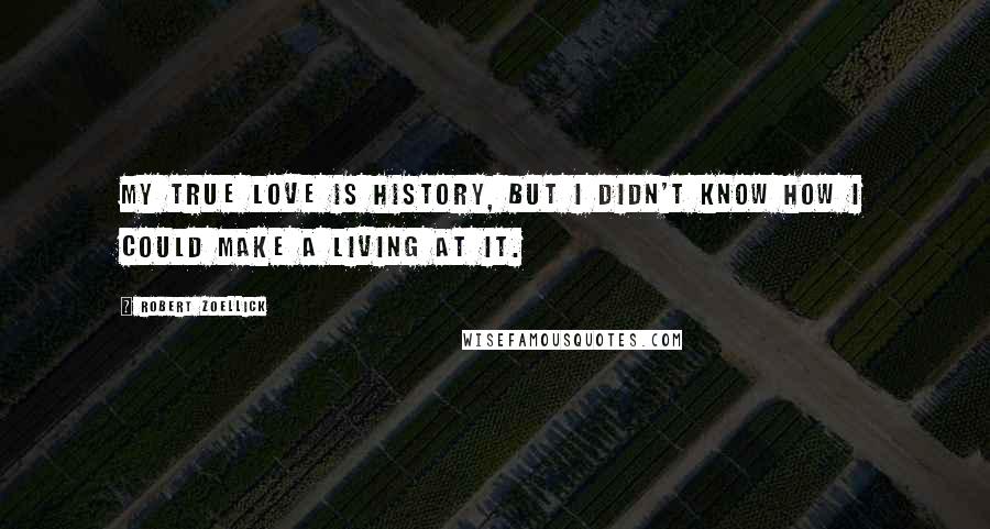 Robert Zoellick quotes: My true love is history, but I didn't know how I could make a living at it.