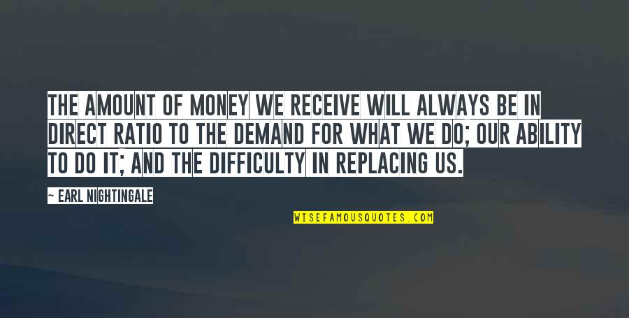 Robeucks Quotes By Earl Nightingale: The amount of money we receive will always Robeucks Quotes By Earl Nightingale: The amount of money we receive will always