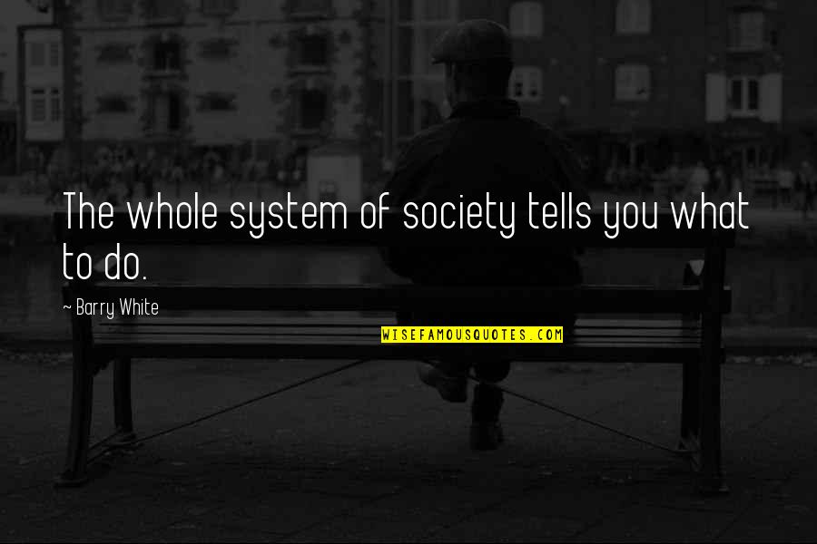 Robichaud Fly Reel Quotes By Barry White: The whole system of society tells you what Robichaud Fly Reel Quotes By Barry White: The whole system of society tells you what