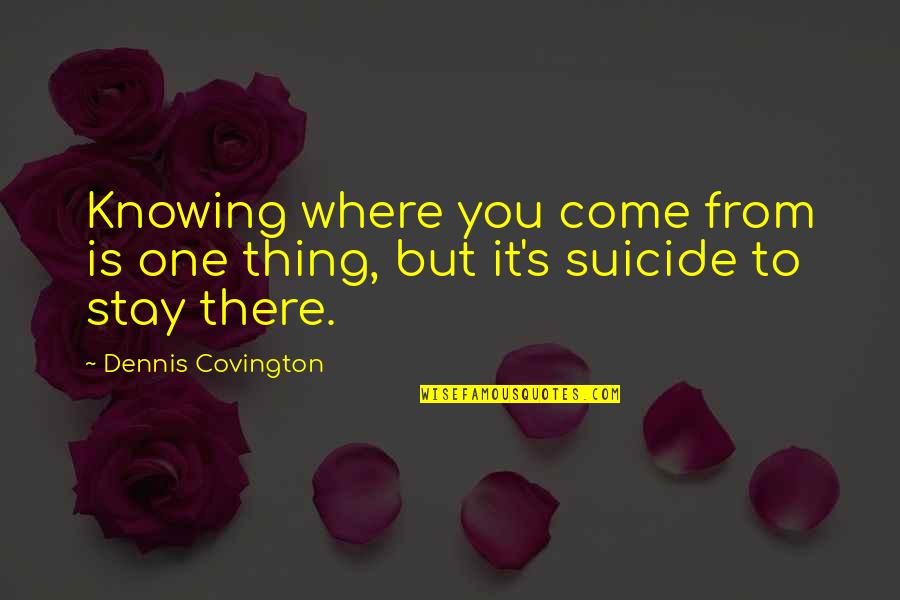 Robin Korth Quotes By Dennis Covington: Knowing where you come from is one thing, Robin Korth Quotes By Dennis Covington: Knowing where you come from is one thing,