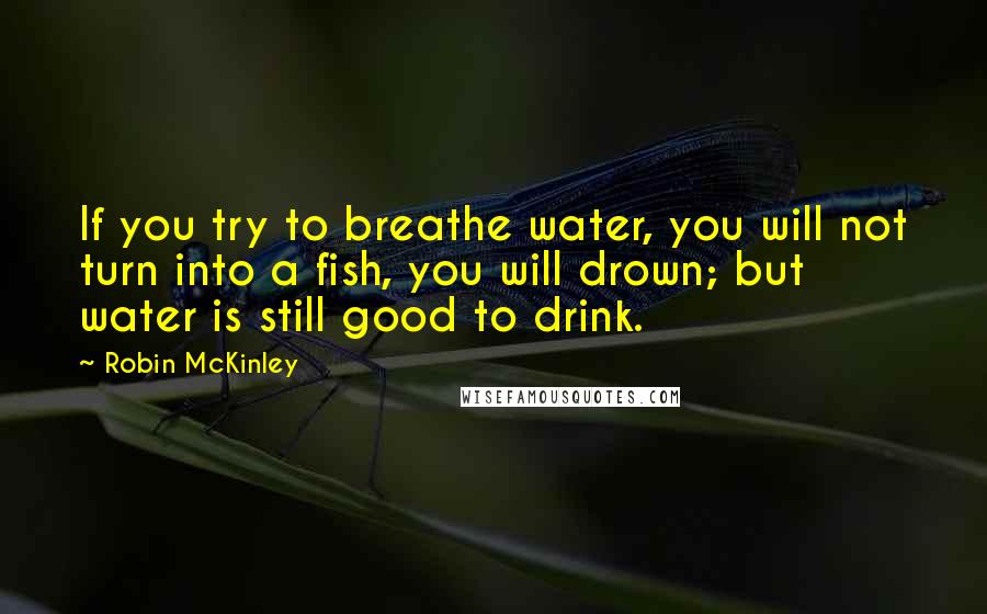 Robin McKinley quotes: If you try to breathe water, you will not turn into a fish, you will drown; but water is still good to drink.