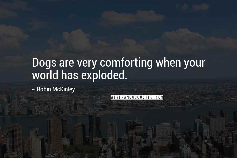 Robin McKinley quotes: Dogs are very comforting when your world has exploded.