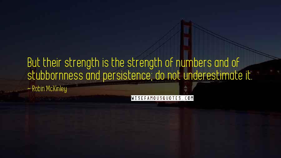 Robin McKinley quotes: But their strength is the strength of numbers and of stubbornness and persistence; do not underestimate it.