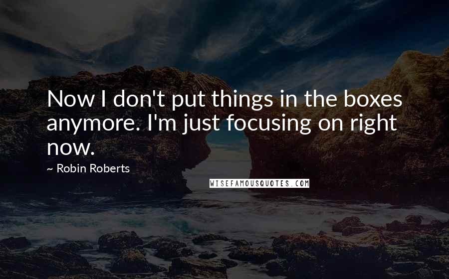 Robin Roberts quotes: Now I don't put things in the boxes anymore. I'm just focusing on right now.