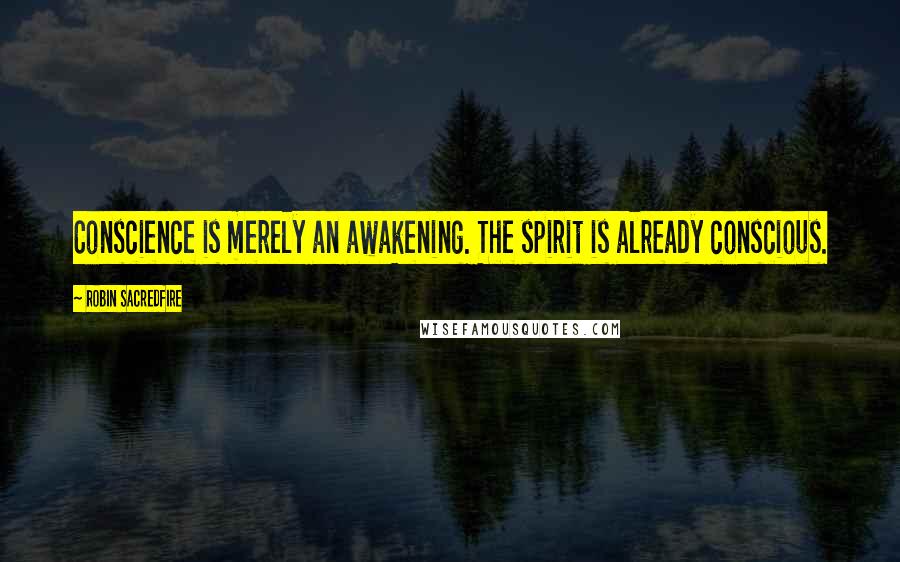 Robin Sacredfire quotes: Conscience is merely an awakening. The spirit is already conscious.