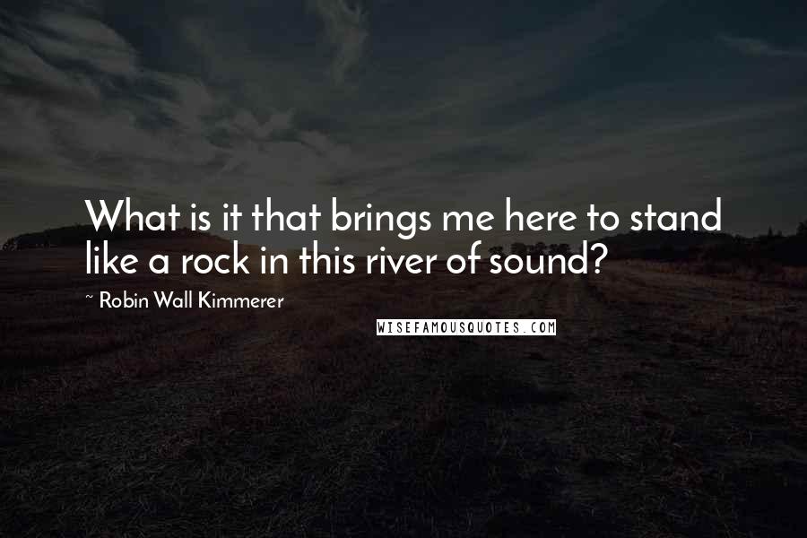 Robin Wall Kimmerer quotes: What is it that brings me here to stand like a rock in this river of sound?