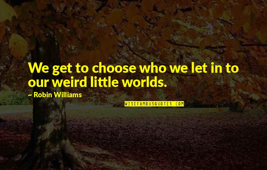 Robin Williams Good Will Quotes By Robin Williams: We get to choose who we let in