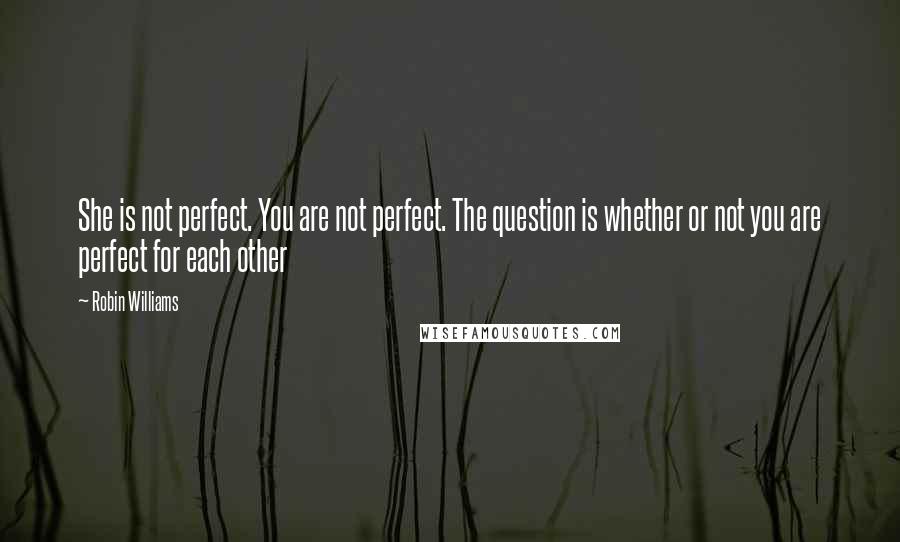 Robin Williams quotes: She is not perfect. You are not perfect. The question is whether or not you are perfect for each other Robin Williams quotes: She is not perfect. You are not perfect. The question is whether or not you are perfect for each other