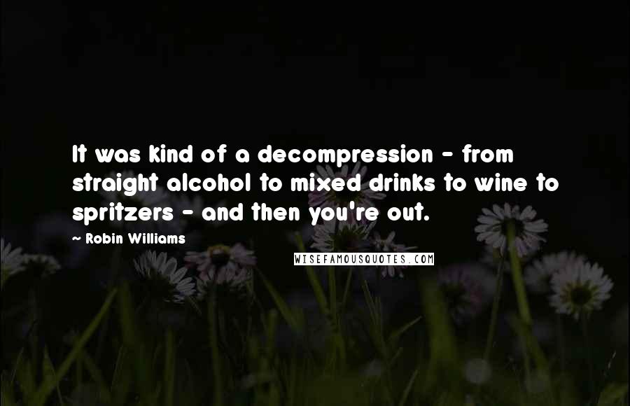 Robin Williams quotes: It was kind of a decompression - from straight alcohol to mixed drinks to wine to spritzers - and then you're out.