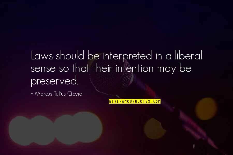Robustness In Statistics Quotes By Marcus Tullius Cicero: Laws should be interpreted in a liberal sense