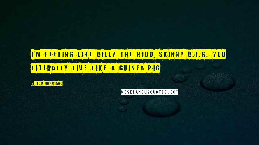 Roc Marciano quotes: I'm feeling like Billy the Kidd, skinny B.I.G. You literally live like a guinea pig