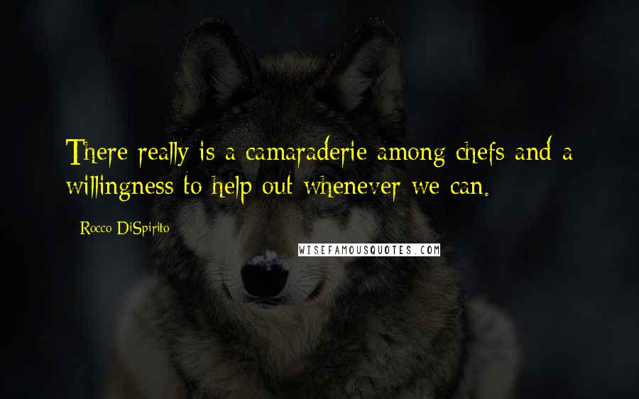 Rocco DiSpirito quotes: There really is a camaraderie among chefs and a willingness to help out whenever we can.