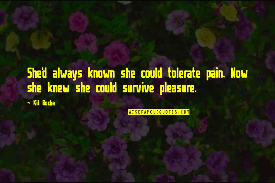 Rocha Quotes By Kit Rocha: She'd always known she could tolerate pain. Now